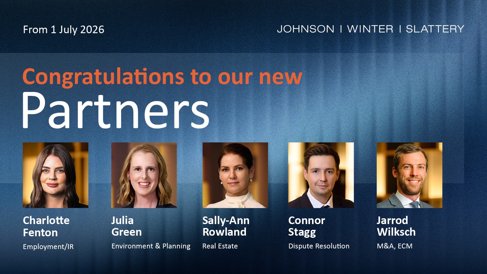 Johnson Winter Slattery announces five new Partners